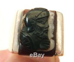 Signet Ring Silver And Agate Cameo 3 Layers Former Bijou Silver Ring