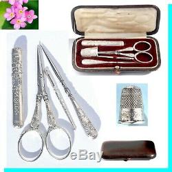 Silver Former Sewing Kit Flower Ribbon Embroidery Scissors Sewing Case Set