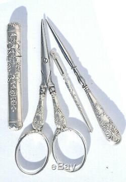 Silver Former Sewing Kit Flower Ribbon Embroidery Scissors Sewing Case Set
