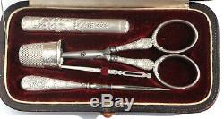 Silver Former Sewing Kit Flower Ribbon Embroidery Scissors Sewing Case Set