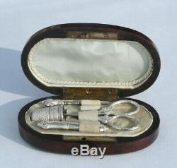 Silver Necessary Miniature Sewing Kit Former Child Toy Sewing Case