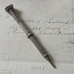 Silver Pencil Holder Calendar Antique Seal 19th Century