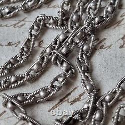 Silver Sautoir 19th Century Antique Long Necklace 146 cm Beautiful Mesh