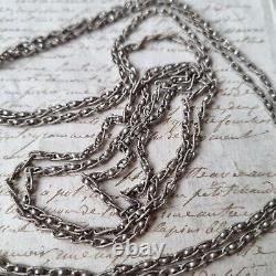 Silver Sautoir 19th Century Antique Long Necklace 146 cm Beautiful Mesh