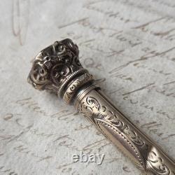 Silver pen and pencil holder, large stylus/pencil, ancient agate seal, late 18th century