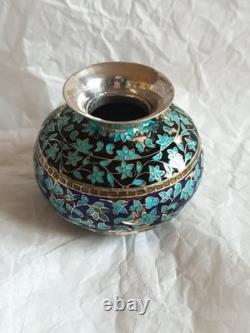 Small Antique Silver 925 Vase? Decorated with Cloisonné Enamels