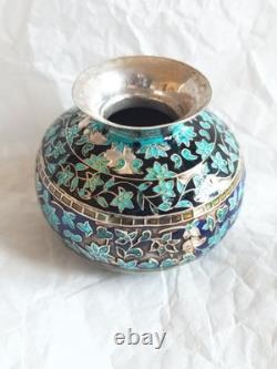 Small Antique Silver 925 Vase? Decorated with Cloisonné Enamels
