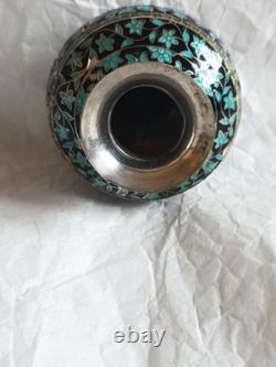 Small Antique Silver 925 Vase? Decorated with Cloisonné Enamels