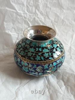 Small Antique Silver 925 Vase? Decorated with Cloisonné Enamels
