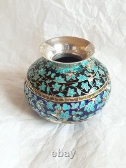 Small Antique Silver 925 Vase? Decorated with Cloisonné Enamels