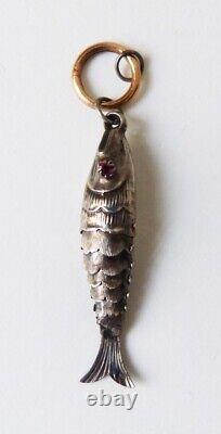 Small Articulated Fish Pendant Argent And Or Silver Jewel Antique Fish