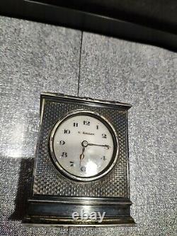 Small Old Clock Of Travel By Sterling Silver House Gustave Keller