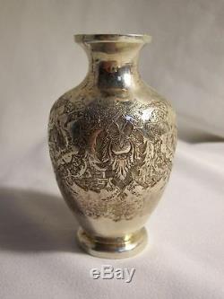 Small Silver Vase Old Chiseled From Persia 1900 9 CM High