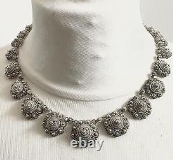 Solid 950 Sterling Silver Indochine Antique Filigree Choker