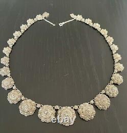 Solid 950 Sterling Silver Indochine Antique Filigree Choker