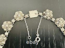 Solid 950 Sterling Silver Indochine Antique Filigree Choker