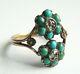 Solid Gold Ring And Silver - Turquoise - Diamond Jewel Ancient Gold Ring 19th S