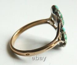Solid Gold Ring And Silver - Turquoise - Diamond Jewel Ancient Gold Ring 19th S