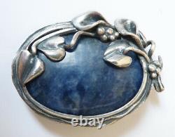 Solid Old Argent Brooch And Blue Jasper Silver Brooch Jasper