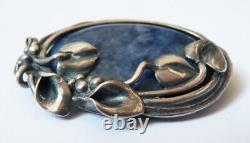 Solid Old Argent Brooch And Blue Jasper Silver Brooch Jasper