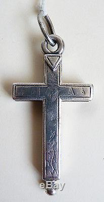 Solid Relic Cross Pendant Silver 19th Ancient Reliquary Cross Reliquary