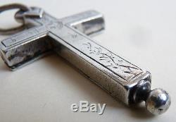 Solid Relic Cross Pendant Silver 19th Ancient Reliquary Cross Reliquary