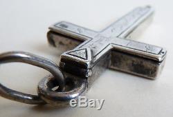 Solid Relic Cross Pendant Silver 19th Ancient Reliquary Cross Reliquary