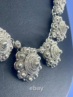 Solid Silver 950 Indochine Antique Filigree Choker Necklace