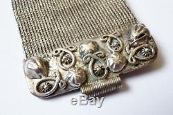 Solid Silver Antique Bracelet + Turquoise + Coral + Ethnic Lapis Silver
