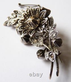 Solid Silver Brooch + Diamonds Old Diamond Silver Brooch 19th S