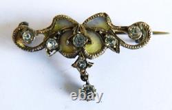 Solid Silver Brooch + Glaze Up To Date Silver Brooch 19th Century Old