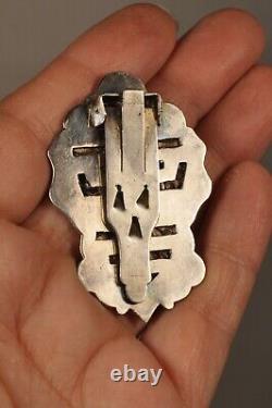 Solid Silver Chinese Antique Art Deco Jade Brooch