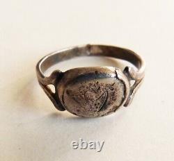 Solid Silver Love Ring, Antique Heart Jewelry, Dated 1837