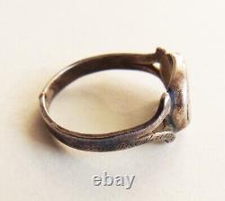 Solid Silver Love Ring, Antique Heart Jewelry, Dated 1837