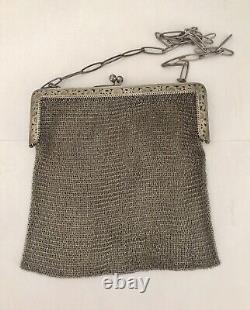 Solid Silver Mesh Bag Antique 19th Century 259grs Hallmarked