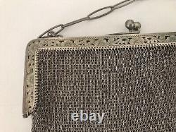 Solid Silver Mesh Bag Antique 19th Century 259grs Hallmarked