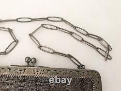 Solid Silver Mesh Bag Antique 19th Century 259grs Hallmarked