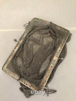 Solid Silver Mesh Bag Antique 19th Century 259grs Hallmarked