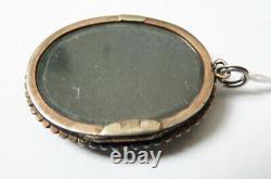 Solid Silver Pendant + Antique Fine Beads 19th Century Silver Photo Holder During