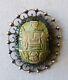 Solid Silver Pendant Scarab Carved Egypt Silver Brooch Antique Jewelry