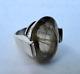 Solid Silver Ring With Rutilated Quartz Stone Inclusions 1960-70 Antique Jewelry