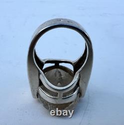 Solid Silver Ring with Rutilated Quartz Stone Inclusions 1960-70 Antique Jewelry