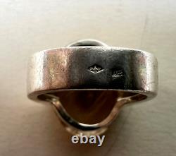 Solid Silver Ring with Rutilated Quartz Stone Inclusions 1960-70 Antique Jewelry
