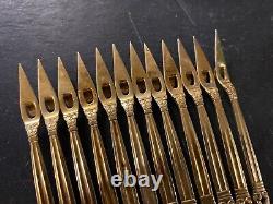 Solid Silver Vermeil Snail Picks Ancient Lot of 12 Rare XX Design Silverware