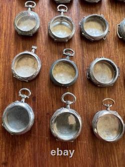 Solid silver and gold decoration. 23 cases of vintage watches. Total 236 g.