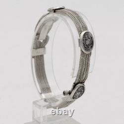 Solid silver bracelet with black enamel, Art Deco period, circa 1920, antique