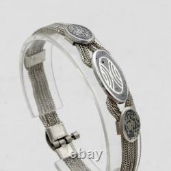 Solid silver bracelet with black enamel, Art Deco period, circa 1920, antique