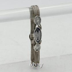 Solid silver bracelet with black enamel, Art Deco period, circa 1920, antique