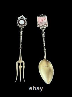 Solid silver cutlery Antique Monte Carlo Monaco collection Enamel Stamp Roulette