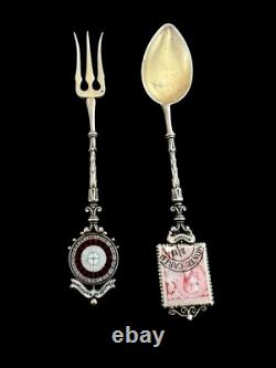 Solid silver cutlery Antique Monte Carlo Monaco collection Enamel Stamp Roulette